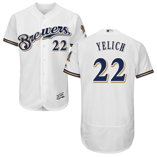 Brewers #22 Christian Yelich White Flexbase Authentic Collection Stitched MLB Jersey - Click Image to Close